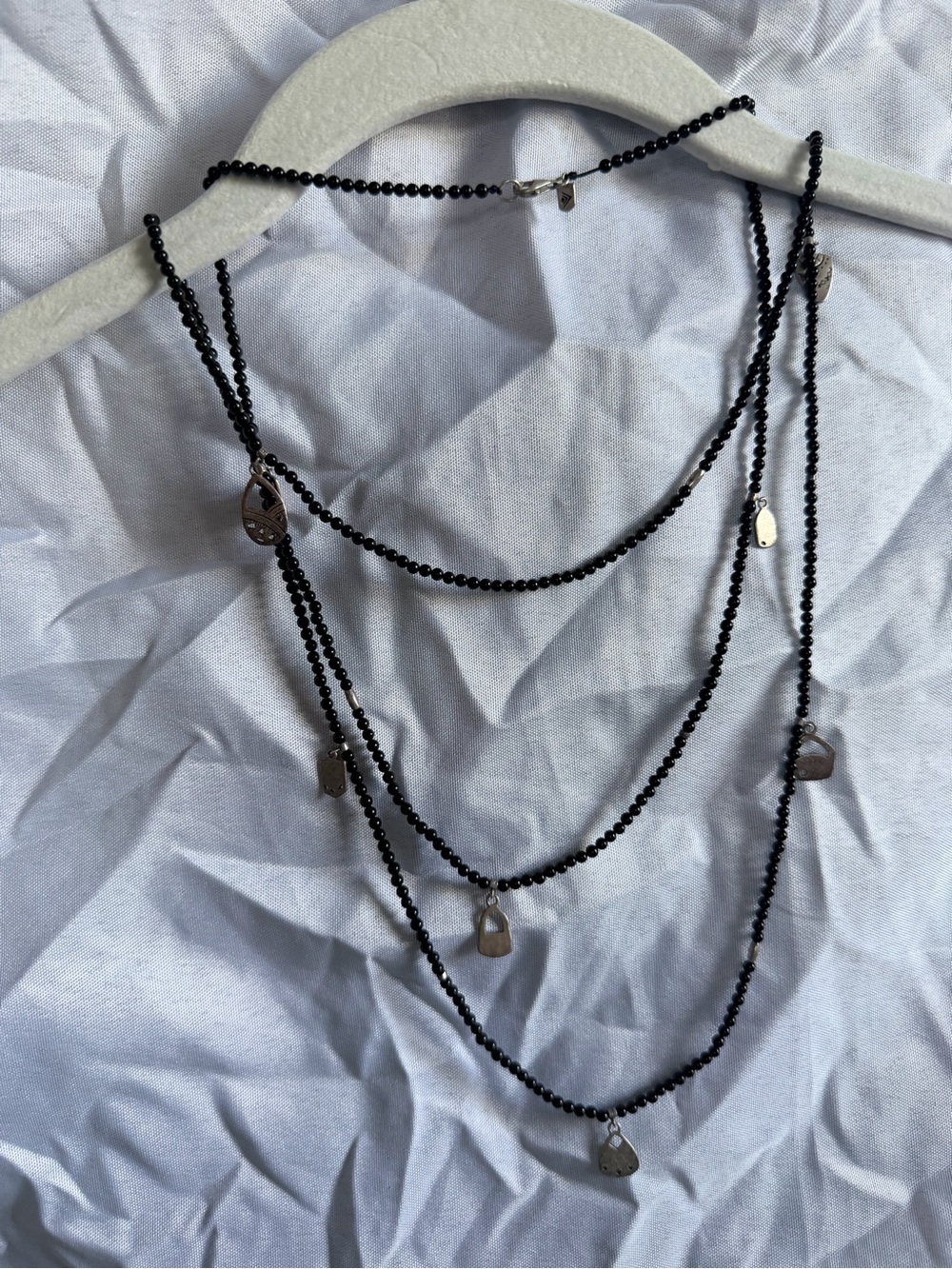 Silpada Nightfall Necklace - onyx beads and sterling charms